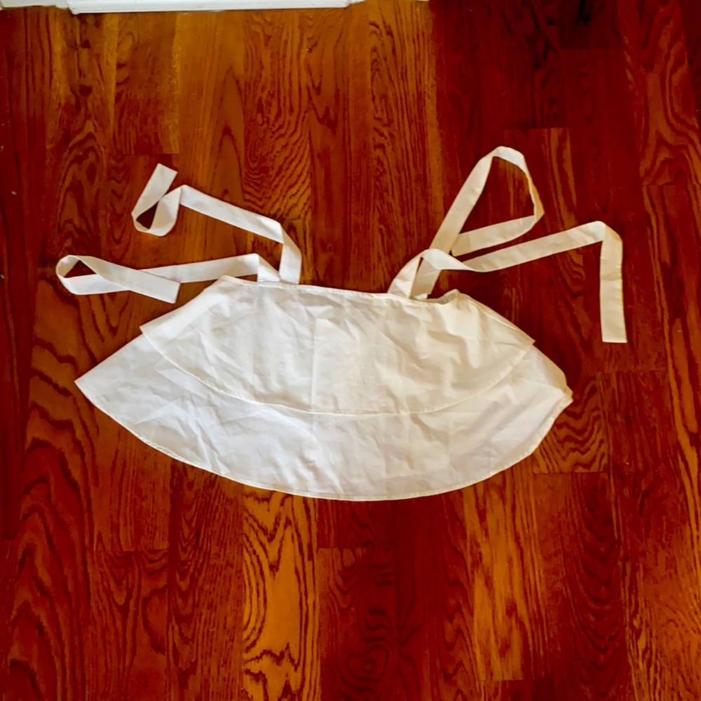 White ruffle tie top